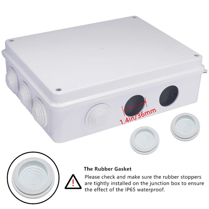 Zulkit Junction Box ABS Plastic Dustproof Waterproof IP65 Universal Electrical Boxes Project Enclosure White 10 x 7.9 x 3.1 inch (255 x 200 x 80mm) - Image 4